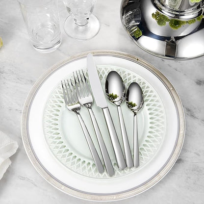 KEAWELL Premium Aline 4-Piece 7.4 inch Spoon Set – 18/10 Stainless Steel Silverware with Mirror Polish, Dishwasher Safe for Table Setting and Entertaining (4, Dinner Spoons)