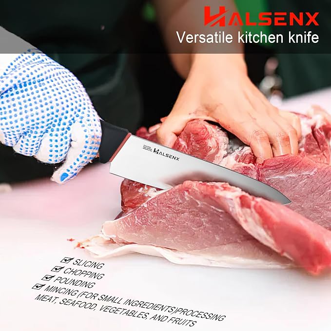 Chef Knife 8 Inch, High Carbon Stainless Steel Sharp Blade with Non-Slip Softgrip, Multi-Purpose Kitchen Knife for Meat, Fruit & Vegetables Cutting