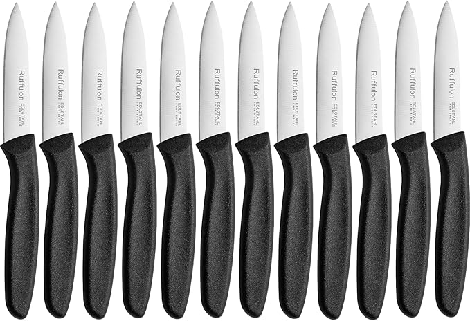 Paring Knife Fruit Knife Set (12 Pieces), Ultra Sharp Stainless Steel Vegetable and Fruit Knife with PP Plastic Ergonomic Handle for Cutting Fruits and Vegetables.