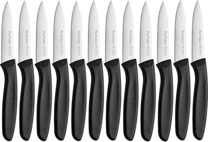 Paring Knife Fruit Knife Set (12 Pieces), Ultra Sharp Stainless Steel Vegetable and Fruit Knife with PP Plastic Ergonomic Handle for Cutting Fruits and Vegetables.