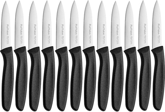 Paring Knife Fruit Knife Set (12 Pieces), Ultra Sharp Stainless Steel Vegetable and Fruit Knife with PP Plastic Ergonomic Handle for Cutting Fruits and Vegetables.