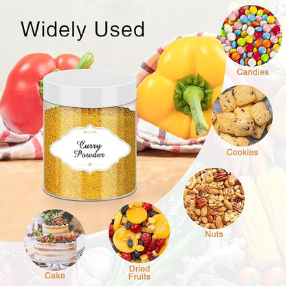 PeacePeo 8 OZ Plastic Jars, 48 Pcs Clear Plastic Jars with Lids Stackable Leakproof Storage Containers Jar Clear Empty Slime Containers with White Lids for Kitchen and Household Food Storage