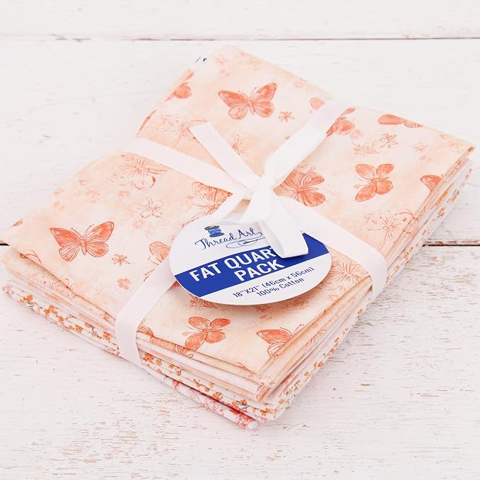 Threadart Exclusive 5 Fat Quarter Bundles - Coral Vintage Prints 100% Cotton Fabric - Premium 100% Cotton Quilting Fabric - No Duplicates - Full Size Fat Quarters 18"x21" - Coral