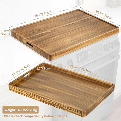 Hanobe Noodle Board Stove Cover: 30” Wood Stove Top Boards with Handles for Electric Gas