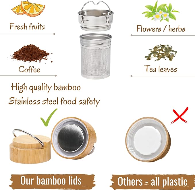 Custom Name Engraved Bamboo Water Tumbler Corporate Gift Personalized with Company Logo Wooden Insulated Travel Mug Employee Appreciation Business Gift, Tea Bottle with Infuser.