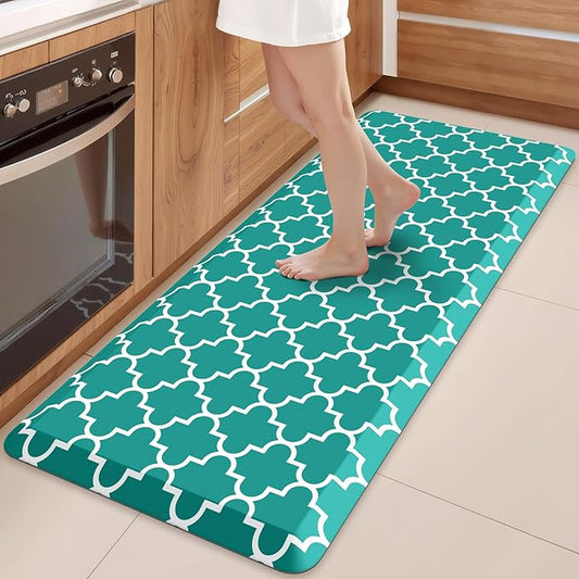 WISELIFE Anti Fatigue Floor Mat - 4/5 Inch Thick Kitchen Mat Non Slip Waterproof Heavy Duty Ergonomic Comfort Mat Durable for Home, Office, Sink, Laundry,(22" x 54", Green)