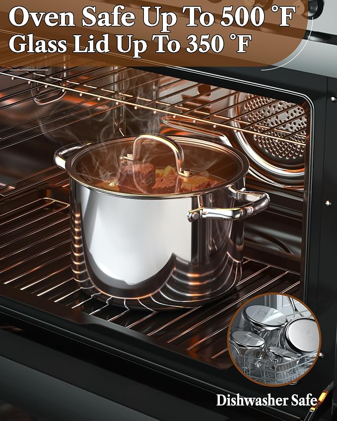 Cook N Home Classic Tri-ply Clad Stainless Steel Cookware Set, 7-Piece Pots and Pans