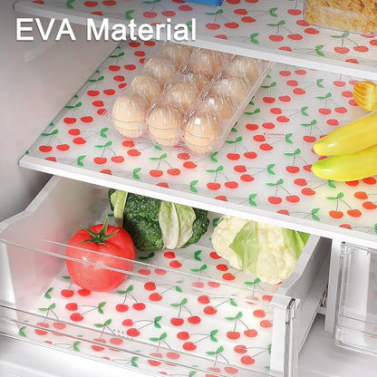 Cooyes Shelf Liner, Non-Adhesive Waterproof Shelf Paper with Fruit Pattern, Easy to Cut and Durable EVA Cabinet & Drawer Mat for Kitchen (23.6 Inch W x 360 Inch L, Red Cherry)