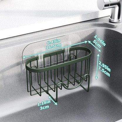 HapiRm Sponge Holder for Kitchen Sink - Sink Caddy with Unique M-Shaped, 2 Installation Methods Kitchen Organizer, Rustproof Stainless Steel Sponge Caddy - Green