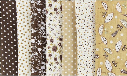 aufodara 7pcs 20” x 20” Cotton Fabric Squares Patchwork Bundle Making Supplies Quilting Weight 120 g/m² for Sewing Quilt DIY Artcraft Handwork (Brown)
