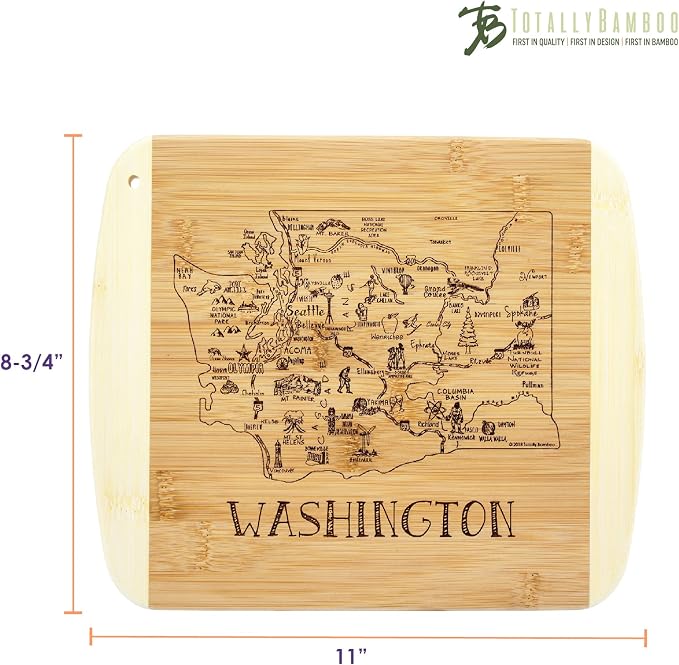 Totally Bamboo A Slice of Life Washington State Serving and Cutting Board, 11" x 8.75"
