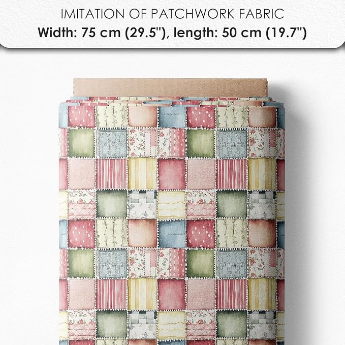 Patchwork Hot Air Balloon Cotton Fabric Panel – 6 Designs (10×10 inch Each) + Bonus Sheet 29.5×19.6 inch, 100% Cotton 140 GSM, Made in Türkiye