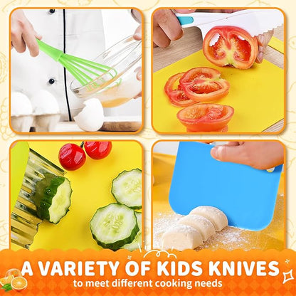 17PCS Montessori Toys Real Cooking Set for Kids Ages 3-6 - Kitchen Toys for Toddlers with Safe Knives, Cutting Board & Utensils - Learning Educational Pretend Play
