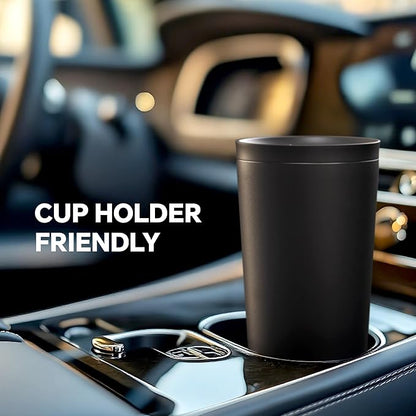 Ideus 17 oz Travel Coffee Mug, Double Wall Vacuum Stainless Steel Insulated Coffee Tumbler With Lid, Splash-Proof & Cup Holder Friendly, Keeps Drinks Hot/Cold, Dishwasher Safe, Black