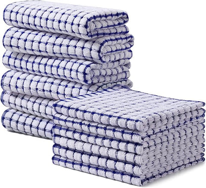 Homaxy Kitchen Towels and Dishcloths Set, 16 x 25 and 12 x 12 Inches, Set of 12 Cotton Terry Kitchen Dish Towels, Super Soft and Absorbent Dish Cloths, Blue