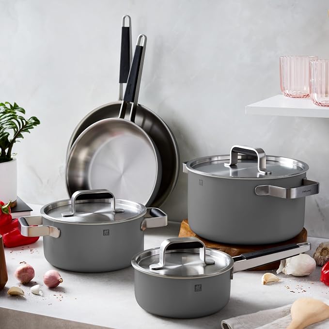 ZWILLING Pure 8-pc Stainless Steel Cookware Set, Grey