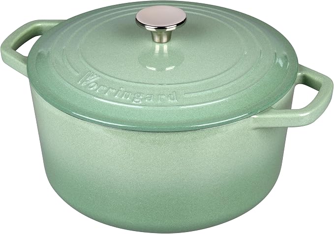 VORRINGARD Enameled Cast Iron Dutch Oven Pot with Lid, for Bread Baking, Round Bread Oven- include Sourdough Bread Baking Supplies set, 4.5QT, Sage Green