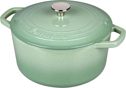 VORRINGARD Enameled Cast Iron Dutch Oven Pot with Lid, for Bread Baking, Round Bread Oven- include Sourdough Bread Baking Supplies Set, 6QT, Sage Green