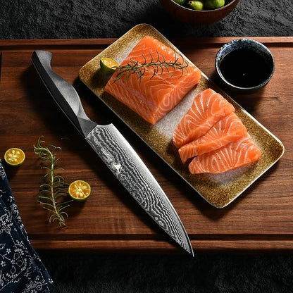 aisyoko Professional Chef Knife 8 "Damascus Kitchen Knife 8C High carbon stainless steel Super sharp,Ergonomic Full Tang ABS Anti-Skid Handle utility knife Japanese Cooking Knife with Luxury Gift Box