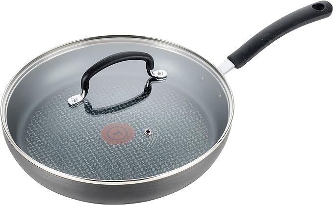 T-Fal Ultimate Hard Anodized Nonstick Fry Pan With Lid 10 Inch, Oven Broiler Safe 400F, Lid Safe 350F, Cookware, Kitchen, Home, Versatile Frying Pan, Skillet, Pots and Pans, Dishwasher Safe, Onyx