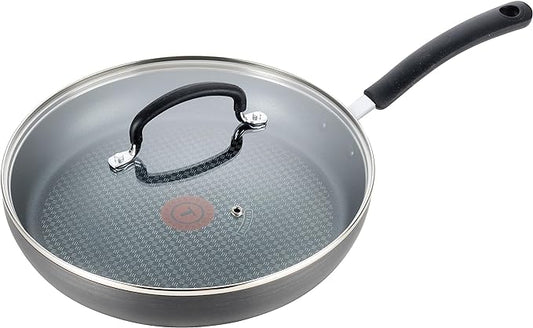 T-Fal Ultimate Hard Anodized Nonstick Fry Pan With Lid 10 Inch, Oven Broiler Safe 400F, Lid Safe 350F, Cookware, Kitchen, Home, Versatile Frying Pan, Skillet, Pots and Pans, Dishwasher Safe, Onyx
