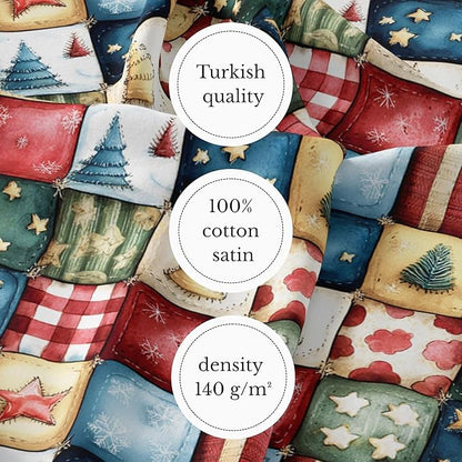 100% Cotton Fabric by the Yard – Turkish Quality Quilting & Sewing Fabric, 1 Yard x 1.69 Yards Wide, Patchwork Cotton for Crafts