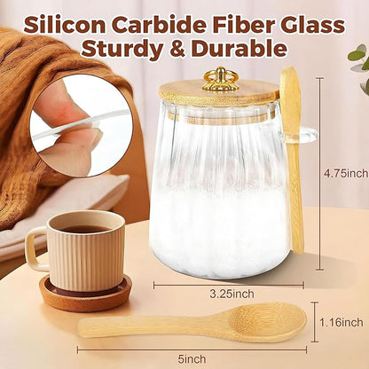 2 Pack Sugar Jar with Lid and Spoon,24oz Large Glass Spice Jars for Coffee Bar Decor Accessories Food Storage Containers Home Essentials
