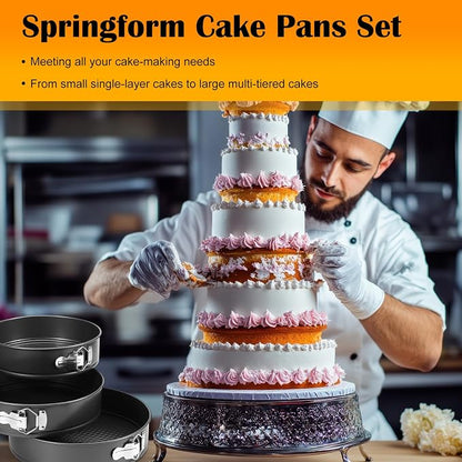 Nonstick Springform Cake Pan Set 6 Sizes (7 8 9 9.5 10 11 Inch) Leakproof Cheesecake Pans with Removable Bottom for Baking Pizza Quiche