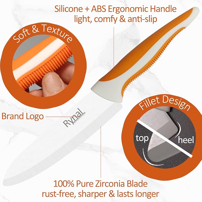 Ceramic Knife - 6" Chef's Everyday Knife - Light, Precise, Sharp Ceramic Kitchen Knife with Cover & Soft Grip
