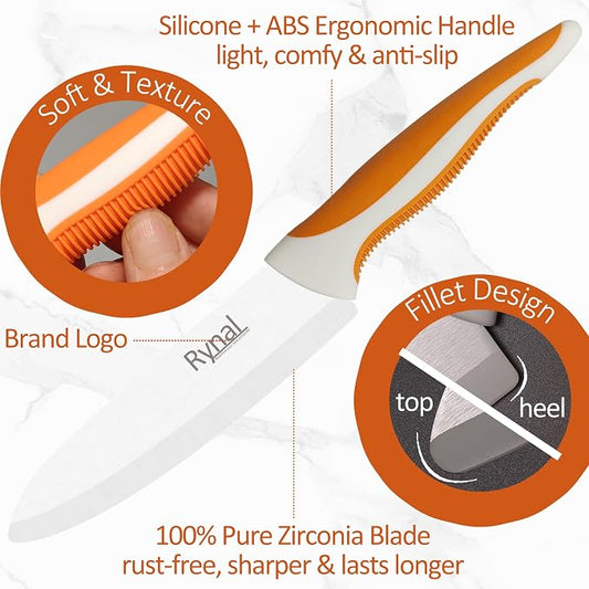 Ceramic Knife - 6" Chef's Everyday Knife - Light, Precise, Sharp Ceramic Kitchen Knife with Cover & Soft Grip