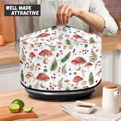 Ferns Mushrooms Slow Cooker Dust Cover Compatible with 6-8 qt Crock for Pot Small Kitchen Appliance Decor with A Top Handle and Pocket