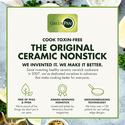 GreenPan Lima Hard Anodized 8" 10" & 12" Frying Pan Skillet Set, Ceramic Nonstick, PFAS-Free Nontoxic Pots & Pans, Oven & Broiler Safe, Stainless Steel Handles, Cookware for Eggs & Omelet, Gray