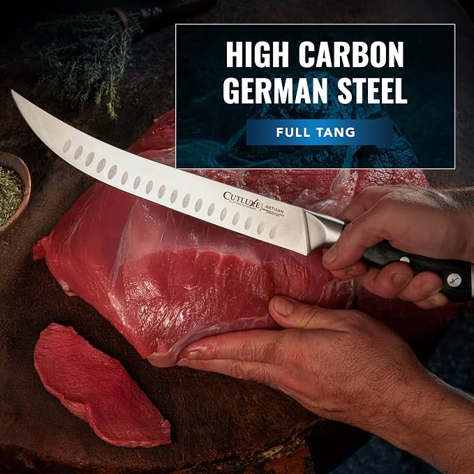 Cutluxe Butcher Carving Set – Cimeter Breaking & Boning Knives for Meat Cutting – Professional Knife, Razor Sharp German Steel, Full Tang, Ergonomic, Butcher Knives for BBQ – Artisan Series