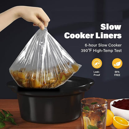 Sunvivi Triple Slow Cooker Buffet Server with 10 Cooking Liners, Adjustable Temperature Settings, for Parties, Holidays and Entertaining, Dishwasher Safe, 3 * 1.5 Quarts Silver