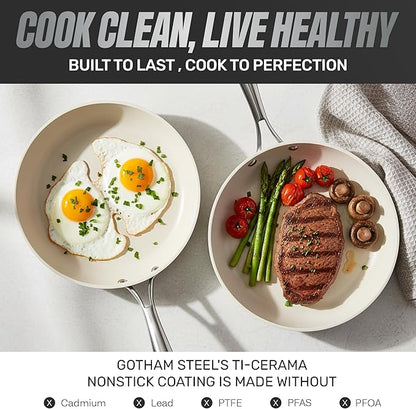 GOTHAM STEEL 10 Inch Non Stick Frying Pans Nonstick Skillet, Ceramic Pan for Cooking Non Toxic, Nonstick Frying Pan Skillets with Stay Cool Handle, Fry Pans, Oven and Dishwasher Safe