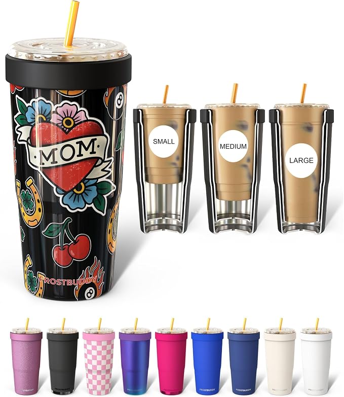 Frost Buddy Togo Buddy 30 oz Stainless Steel Vacuum Insulated Tumbler To Go Coffee Cup – Iced Coffee Sleeve, Travel Mug, Thermal Cup for Hot & Cold Drinks, Dunkin Cup (Flash Sheet Mama)