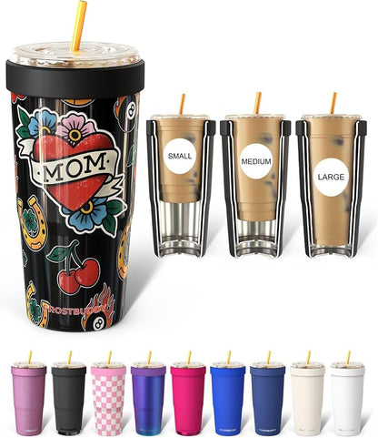 Frost Buddy Togo Buddy 30 oz Stainless Steel Vacuum Insulated Tumbler To Go Coffee Cup – Iced Coffee Sleeve, Travel Mug, Thermal Cup for Hot & Cold Drinks, Dunkin Cup (Flash Sheet Mama)