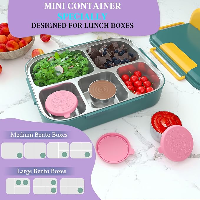 6x1.6 Oz Salad Dressing Containers With Lids, Small Leakproof Reusable Stainless Steel Salad Dressing Container To Go For Lunch Boxes,Sauce containers, Picnics,Travel Meal Prep And Kitchen Storage.