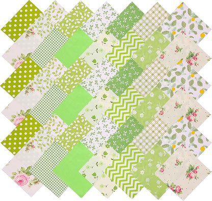Nodsaw Charm Packs for Quilting 5 inch - 42 5" Charm Squares for Quilting - Green Print Cotton Fabric Quilt Squares 5x5 for Sewing, Patchwork, and DIY Crafts - Green
