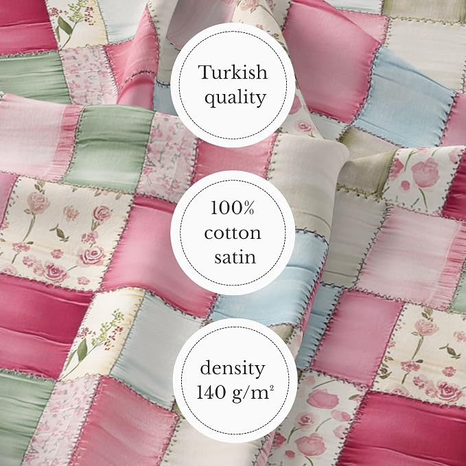 100% Cotton Fabric by the Yard – Turkish Quality Quilting & Sewing Fabric, 1 Yard x 1.69 Yards Wide, Patchwork Cotton for Crafts