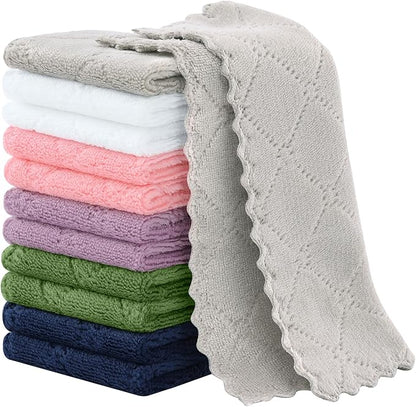 Homaxy Coral Velvet Super Soft Dish Cloths 12 Pack-7" x 9", Absorbent and Fast Dry Microfiber Cleaning Cloth
