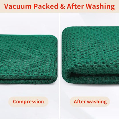 Homaxy 100% Cotton Waffle Weave Kitchen Dish Cloths, Ultra Soft Absorbent Quick Drying Dish Towels, 12 x 12 Inches, 18-Pack, Dark Green