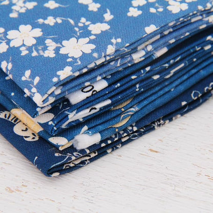 Threadart Exclusive 5 Fat Quarter Bundles - Dark Blue Vintage Prints 100% Cotton Fabric - Premium 100% Cotton Quilting Fabric - No Duplicates - Full Size Fat Quarters 18"x21" - Dark Blue
