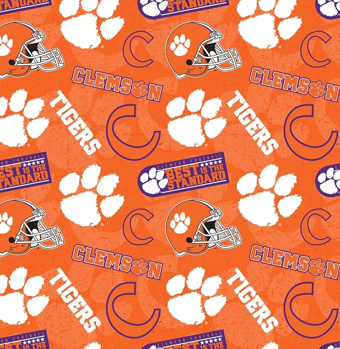 Clemson University Tigers Fabric – Officially Licensed Clemson University Cotton Quilting Fabric by Sykel Enterprises, Precut Yardage for Sewing & Crafts Tone on Tone