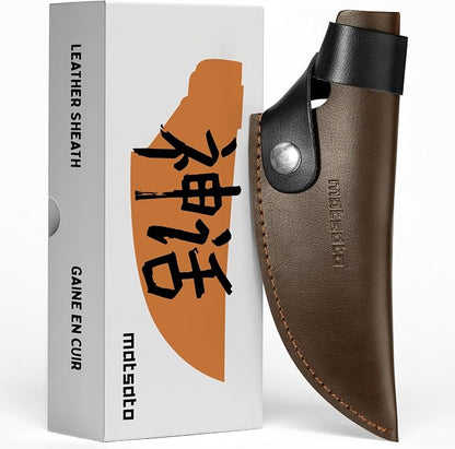 Matsato Kitchen Knife Leather Sheath, Japanese Steel Chef's Knife Holder for Cutting and Chopping, 6.3 Inch Knives Holder