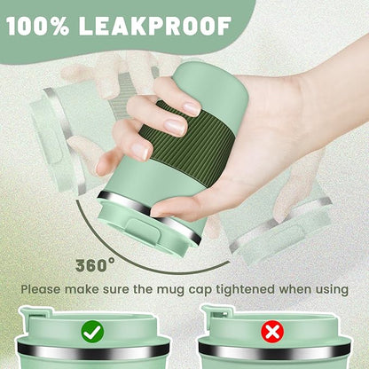 DUBUXW Insulated Coffee Tumblers with Flip Lid 12oz / 17oz, Stainless Steel Travel Coffee Mug Leak Proof, Vacuum Insulated Coffee Mug Reusable Cup, Keeps Cold and Hot for Coffee Tea