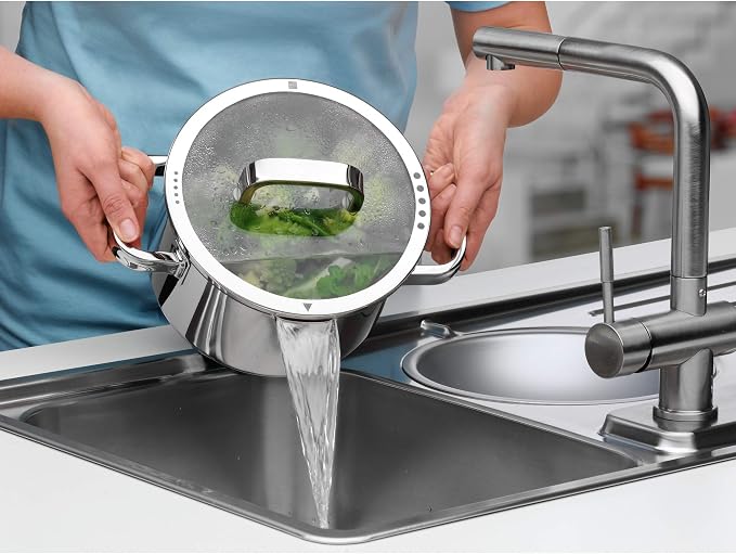WMF 20cm Casserole, 3.4L, Brushed Stainless Steel, Suitable for All Stove Tops, Including Induction, Dishwasher-Safe, With Lid