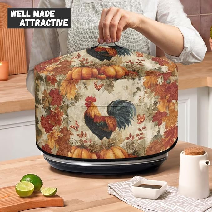 Pumpkins Rooster Slow Cooker Cover Protection Crock for Pot Dust Cover Fits for Most 6-8 Quart Slow Cooker Dustproof Small Appliance Accessories