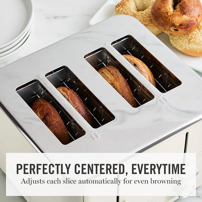 Martha Stewart 4 Slice Toaster, 10 Shade Settings with Defrost, Cancel, Bagel & Gluten-Free, Extra-Wide Self-Centering Slots for Waffles & Artisan Bread, Removable Crumb Tray, Cord Wrap, 1800W, Linen