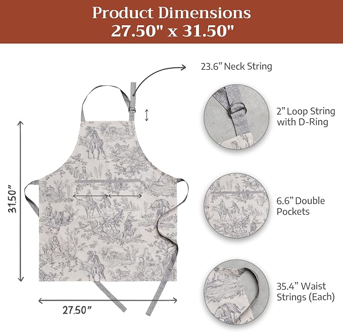 Maison d' Hermine 100% Cotton Apron for women with Pocket Kitchen Chef Apron for Men Cooking Spring Summer